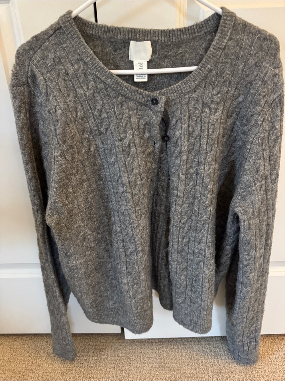 H&M Gray Cable Knit Women's Sweater Cardigan